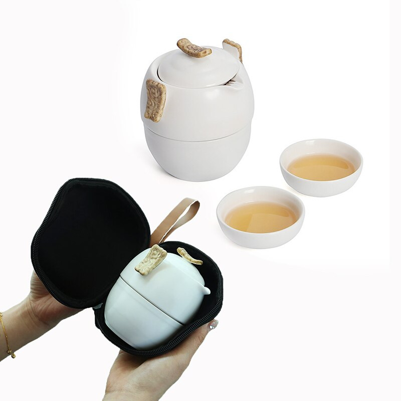 Kínai Kung Fu teáskészlet fehér porcelán Kerámia teáskanna matt gerendás edény japán háztartási teáscsésze Hordozható kültéri utazás Gaiwan