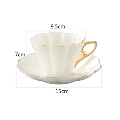 180 ml keraminis elegantiškas Bone China puodelis ir lėkštė, gėlė su lėkšte balto porceliano Phnom Penh Cafe espreso puodelio keraminė lėkštė