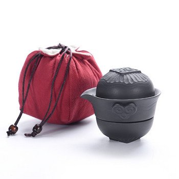 Φορητό σετ τσαγιού ταξιδιού Kung Fu Teapot με μωβ άμμο Teaset από πορσελάνη Gaiwan Φλιτζάνια τσαγιού Τελετή τσαγιού Κατσαρόλα με σακουλάκι ταξιδιού