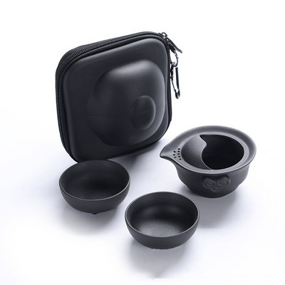 Hordozható utazó Kung Fu teáskészlet Lila homokos teáskanna porcelán teaszett Gaiwan teáscsészék teaszertartási teáskanna utazótáskával