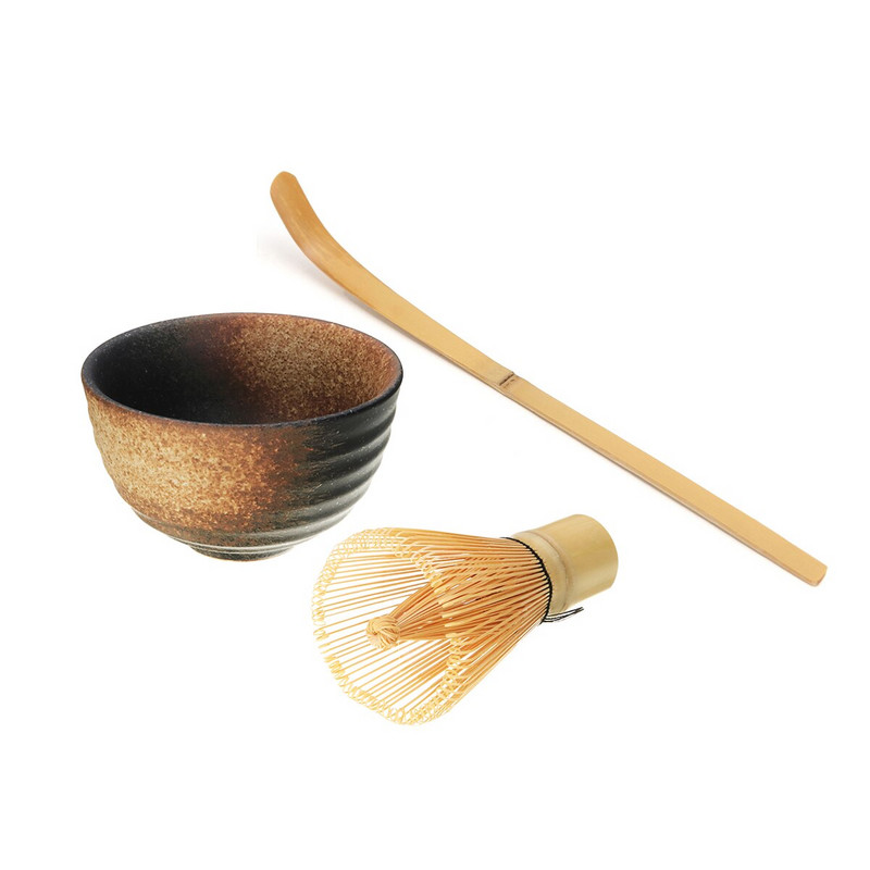 Retro 3in1 din bambus Chasen Matcha Bate de ceai Chashaku Bol de ceai Bol pentru ceai din ceramică Bol pentru ceai Acasă Bucătărie Set de instrumente pentru ceai Accesorii pentru ceai