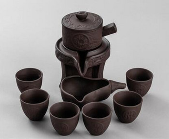 Полуавтоматичен комплект за смилане на лилава глина Чаен комплект Творчески чайник Кунг Фу Чаена церемония