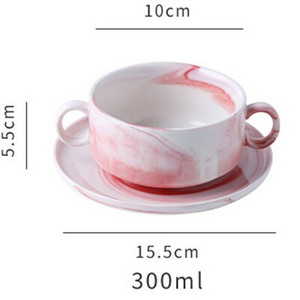 Európa tejes kávés bögrék márványozott kerámia tál binaurális tál 300 ml kávés csésze készlet