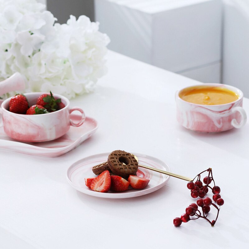 Európa tejes kávés bögrék márványozott kerámia tál binaurális tál 300 ml kávés csésze készlet