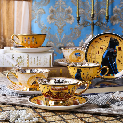 Set de căni de cafea și farfurioare egiptene antice set de ceai din os set de ceai cești și căni de cafea cafea de birou căni de cafea turcească ceai
