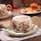 Kerámia kávéscsésze és csészealj szett koncentrált cappuccino latte bögre kreatív retro, kézzel festett irodai teáscsésze tazas de cafe