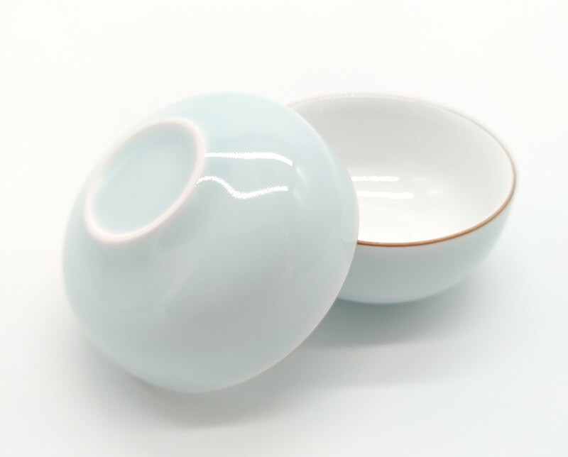 6db Creative Outside Blue belül fehér Kung Fu teáscsésze készlet, kínai porcelán teáscsésze készlet Celadon teáscsésze készlet Utazó teástál