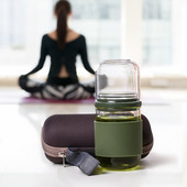 Utazási teáskészletek hordtartókkal Magas boroszilikát üveg tea Hordozható hőálló filteres virágos teás edénykészletek