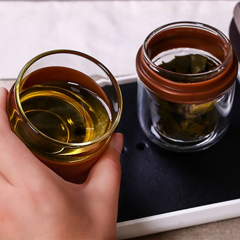 Комплекти за чай за пътуване с калъфи за носене Комплекти за чай с високо боросиликатно стъкло Преносим топлоустойчив филтър Комплекти за чай с цветя
