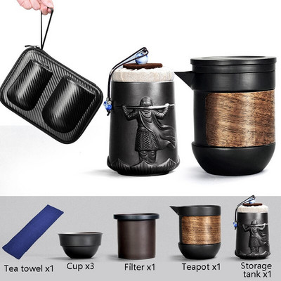 Set de ceai Kung Fu ceainic Zisha cu 3 cesti 1 cutie de ceai set de ceai din argila mov Articole pentru băutură Gaiwan Set de ceai portabil de călătorie Livrare gratuită