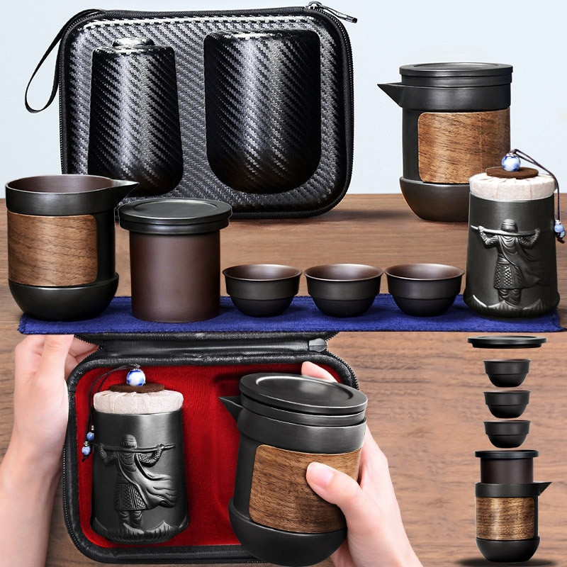 Set de ceai Kung Fu ceainic Zisha cu 3 cesti 1 cutie de ceai set de ceai din argila mov Articole pentru băutură Gaiwan Set de ceai portabil de călătorie Livrare gratuită