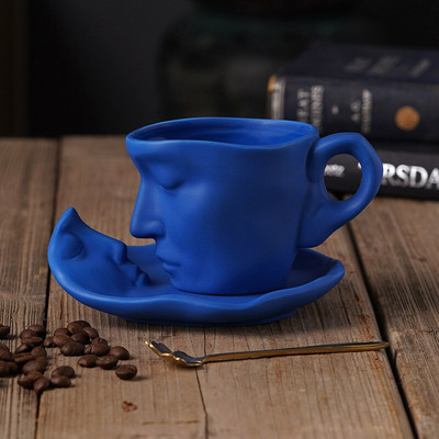 Design abstract creativ Thinker cești din ceramică cu farfurioare artă manuală cafea ceai ceai farfurii set linguri vesela cadouri speciale