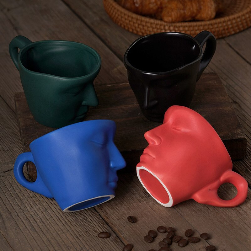 Design abstract creativ Thinker cești din ceramică cu farfurioare artă manuală cafea ceai ceai farfurii set linguri vesela cadouri speciale