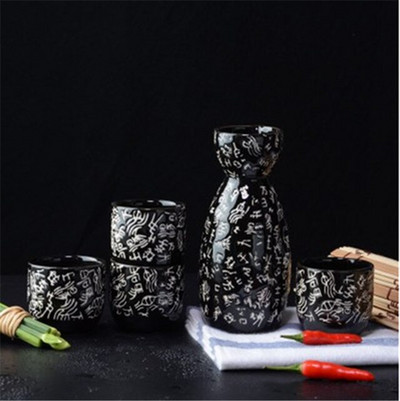 Jaapani portselanist vintage keraamiline pott Flagon kangete alkohoolsete jookide tasside komplekt Köök söögibaar jooginõude Jaapani sake veini komplekt