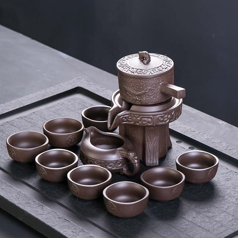 Lila agyagkő köszörülés, félautomata teáskészlet, kreatív Kung Fu tea Teáskészlet forró értékesítése. Kreatív teaszertartási kellékek