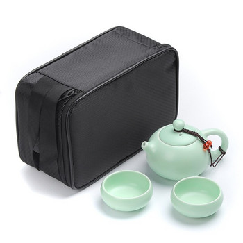 Нов стил 1 чайник 2 чаени чаши 1 торбичка Сервиз за чай, красив и лесен чайник чайник Чаша за кафе Китайски пътен керамичен преносим чайник