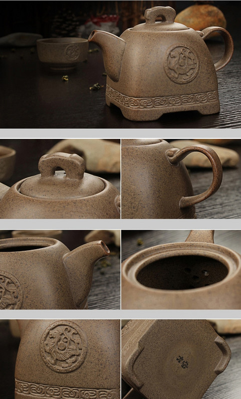 Kínai retro Durva kerámia utazó teáskészlet 2 csésze+1 edény, kézzel készített kerámia teáskanna vízforraló porcelán gaiwan teáscsésze, teáscsésze teáskanna