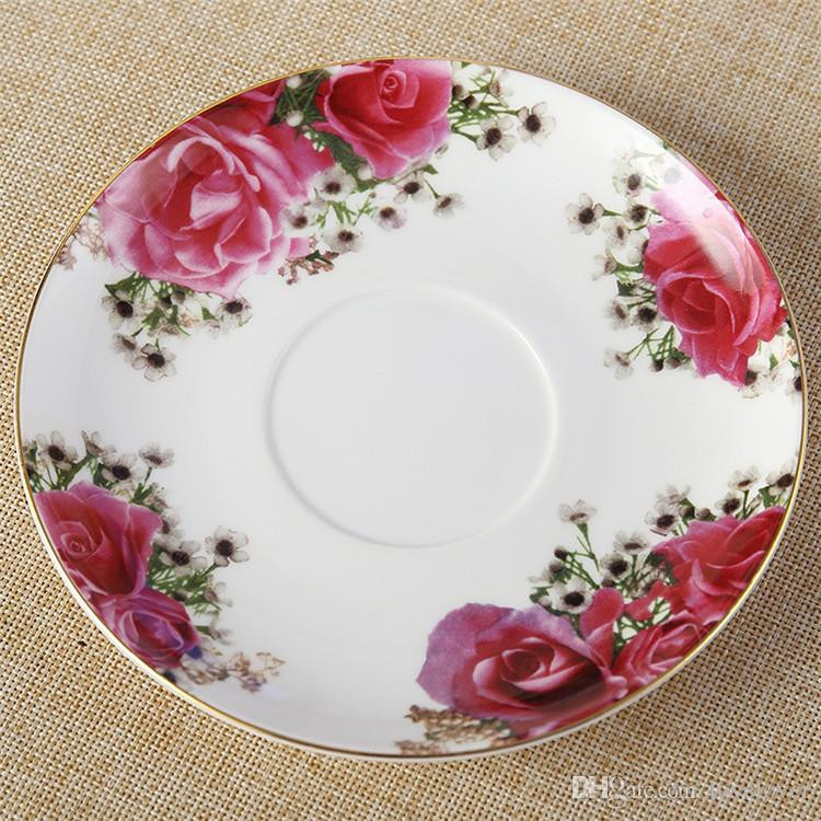 rózsa Kerámia délutáni feketetea csészék és csészealjak Bone China kávéscsésze tálcás porcelán italkészlet új