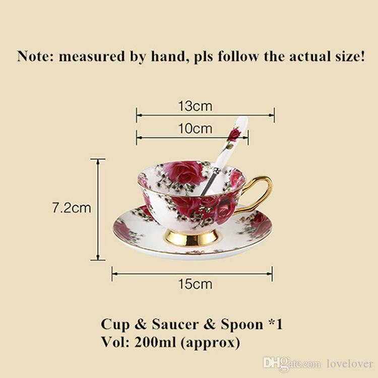 rózsa Kerámia délutáni feketetea csészék és csészealjak Bone China kávéscsésze tálcás porcelán italkészlet új