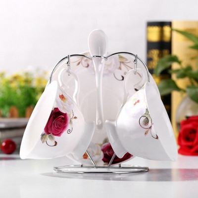 Bone China ceașcă de cafea din ceramică ceașcă de ceai farfurie lingură în set ceașcă espresso creativă din porțelan pentru cadou 200 ml, vase de petrecere