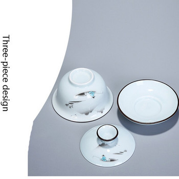 Китайски кунг-фу комплект чай Керамичен преносим комплект чайници Пътуване Gaiwan Чаши чаши чай Церемония Чаша фин подарък с пътна чанта