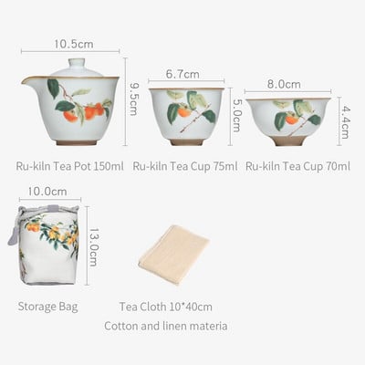 Keraminis arbatinuko puodelis Kelioninis arbatos rinkinys Gėrimo indai Išskirtiniai rankomis piešti kiniški namų biuro dekoratyviniai GungFu arbatos reikmenys, nešiojamas dovanų maišelis