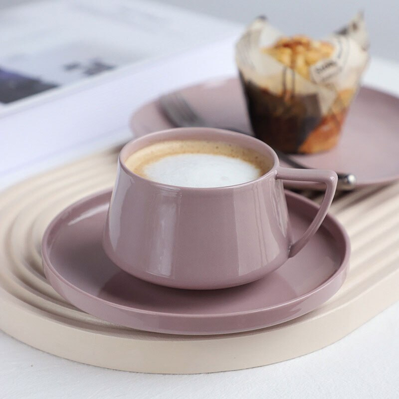 Set de farfurioare pentru cești de cafea din porțelan Set de farfurii pentru ceai de ceai din ceramică, de culoare solidă