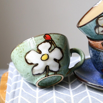 Ζωγραφισμένο στο χέρι Σετ φλιτζάνι καφέ από Κεραμικό Σετ ρετρό κούπα Ιαπωνικό φλιτζάνι τσαγιού