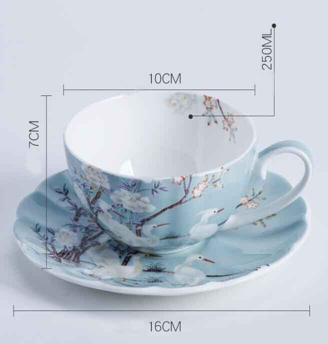 250 ml-es csésze és csészealjak készletek kék kávéskészlet otthoni konyhai étkészlet kávés bögre italos porcelán