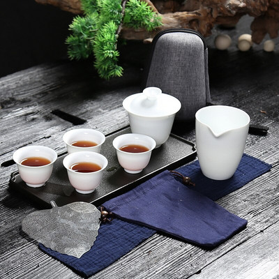 Керамична чаша за чай gaiwan за китайско кунг-фу пътнически сервиз за чай с чанта за пътуване Безплатна доставка