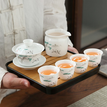 Съдове за напитки Китайски кунг-фу комплект за чай за пътуване Керамична преносима чаша за чай Порцеланов сервиз Gaiwan Чаша за чай Чаена церемония samll Чайник
