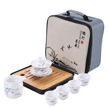 Съдове за напитки Китайски кунг-фу комплект за чай за пътуване Керамична преносима чаша за чай Порцеланов сервиз Gaiwan Чаша за чай Чаена церемония samll Чайник