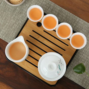 Drinkware Κινέζικο σετ τσαγιού Kung Fu για ταξίδια Κεραμικό φορητό φλιτζάνι τσαγιού Υπηρεσία πορσελάνης Gaiwan Tea Mug Tea Ceremony samll Teapot