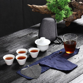 Керамична чаша за чай gaiwan за китайско кунг-фу пътнически сервиз за чай с чанта за пътуване Безплатна доставка