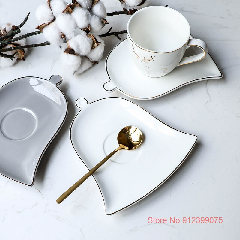 Nordic Light Luxus Elk körvonal arany színben cappuccino kávéscsésze kreatív csészealj teáskanál készlettel Illatos tea Cafe eszpresszó bögre
