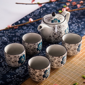 Ръчно рисуван под глазура цветен комплект чайници Yamada в японски стил с една тенджера и пет чаши Сервиз за чай Деня на благодарността