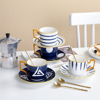 Cești și farfurii japoneze Căni de cafea din ceramică cu set de linguri Farfuri pentru desert Tavi pentru ceai de după-amiază Căni de cafea cu lapte pentru băuturi cadou