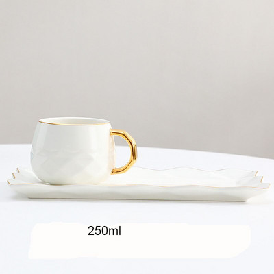 250 ml-es európai kerámia kávéscsésze és csészealj kanál szett Utazási buborékos teás bögre háromrészes csészealj készlet edény tazas de cafe