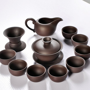 Dropshipping Ceramic Yixing Purple Clay Tea Set Kung Fu Pot Infuser Xishi Gaiwan Teapot Serving Cup Κινέζικα ποτά