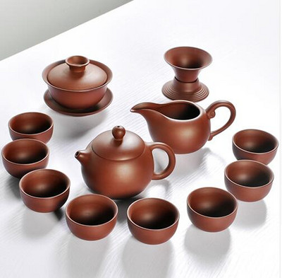 Dropshipping kerámia Yixing lila agyag teáskészlet Kung Fu Pot Infuser Xishi Gaiwan teáskanna tálaló csésze teáscsésze kínai ital