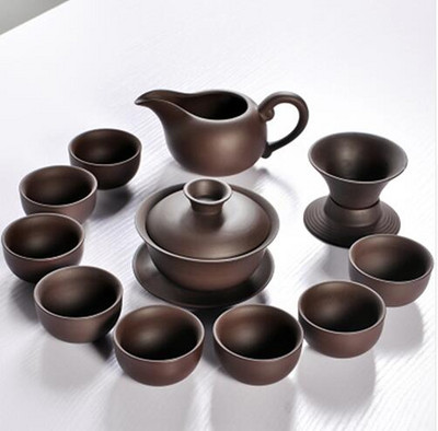 Dropshipping kerámia Yixing lila agyag teáskészlet Kung Fu Pot Infuser Xishi Gaiwan teáskanna tálaló csésze teáscsésze kínai ital