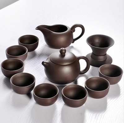 Dropshipping kerámia Yixing lila agyag teáskészlet Kung Fu Pot Infuser Xishi Gaiwan teáskanna tálaló csésze teáscsésze kínai ital