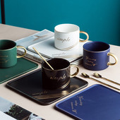 Kerámia kávéscsésze készlet négyzet alakú csésze csészealj kanál reggeli tej kávéscsésze kenyér desszert csészealj kreatív páros ajándék