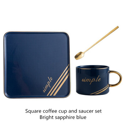 Kerámia kávéscsésze készlet négyzet alakú csésze csészealj kanál reggeli tej kávéscsésze kenyér desszert csészealj kreatív páros ajándék