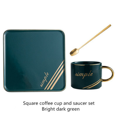 Kerámia kávéscsésze készlet négyzet alakú csésze csészealj kanál reggeli tej kávéscsésze kenyér desszert csészealj kreatív páros ajándék
