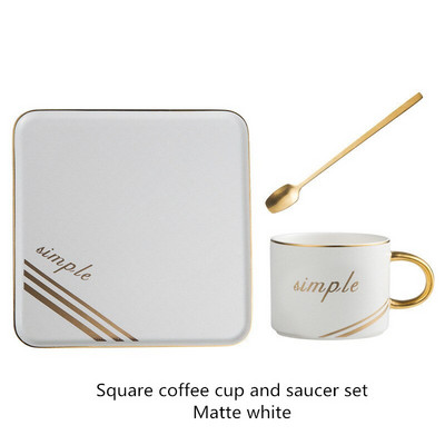Kerámia kávéscsésze készlet négyzet alakú csésze csészealj kanál reggeli tej kávéscsésze kenyér desszert csészealj kreatív páros ajándék