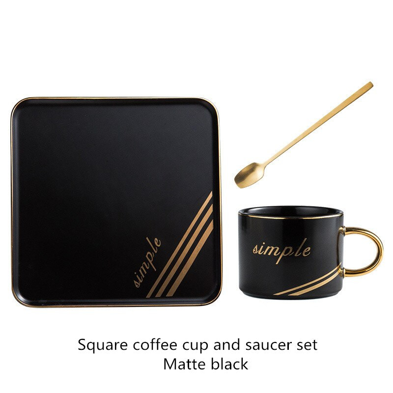 Kerámia kávéscsésze készlet négyzet alakú csésze csészealj kanál reggeli tej kávéscsésze kenyér desszert csészealj kreatív páros ajándék