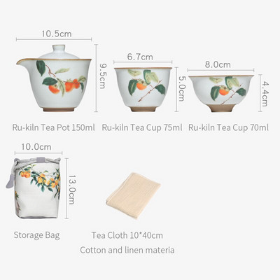 Kerámia teáskanna csésze utazó teáskészlet ivóedény, gyönyörű, kézzel rajzolt kínai otthoni irodai dekoratív GungFu teáskészlet, hordozható ajándéktáska