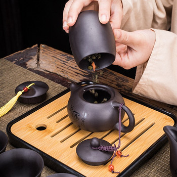 Κεραμική τσαγιέρα κινέζικης σχεδίασης Teawere Retro Designer Cool Purple Sand Σετ τσαγιέρα Travel Kong Fu Tea Kit Porcelain Purple Sand Pot infuser