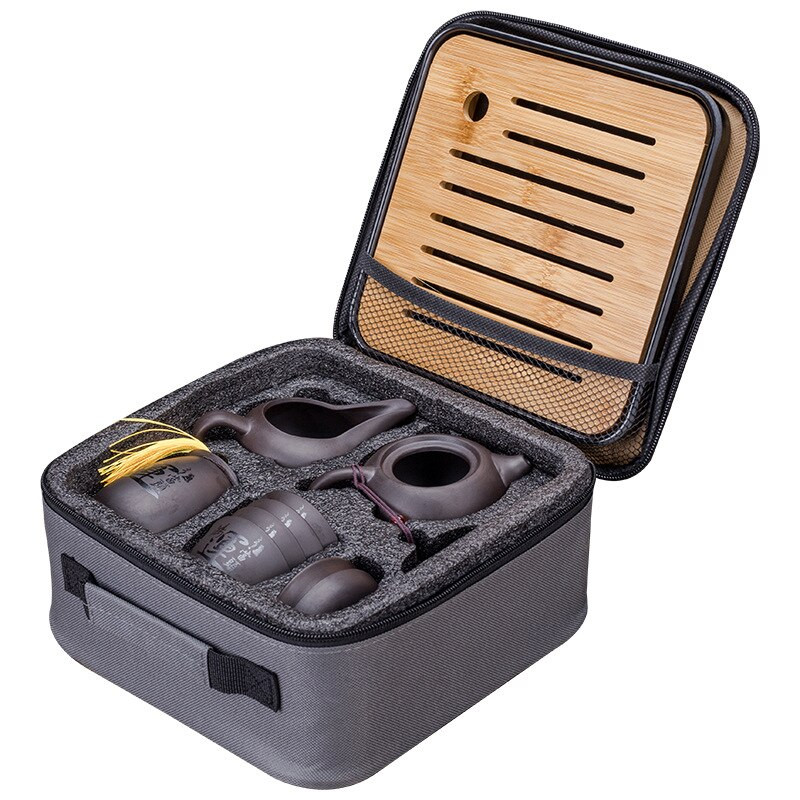 Κεραμική τσαγιέρα κινέζικης σχεδίασης Teawere Retro Designer Cool Purple Sand Σετ τσαγιέρα Travel Kong Fu Tea Kit Porcelain Purple Sand Pot infuser